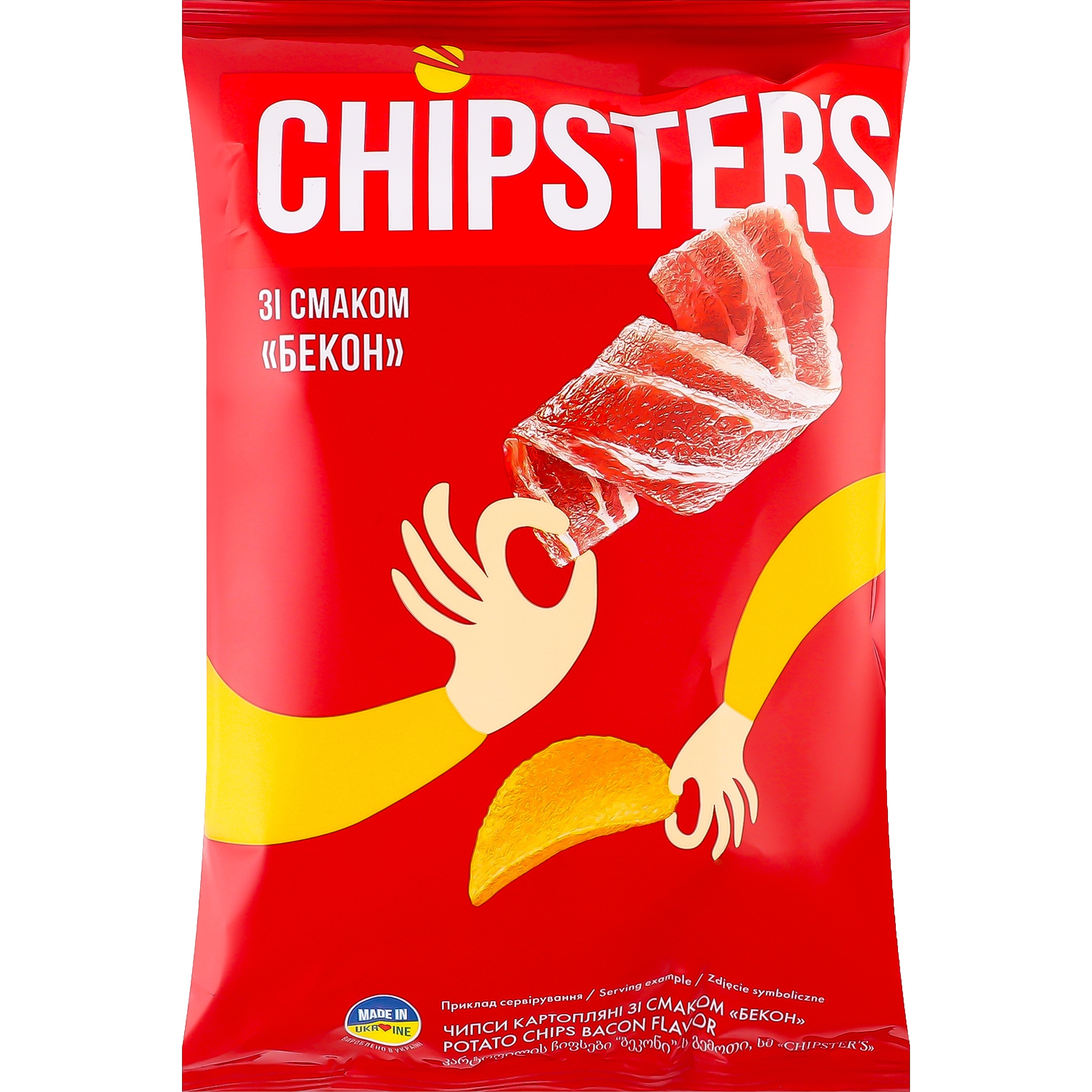 Чіпси натуральні Chipster's зі смаком бекону 70 г - фото 1