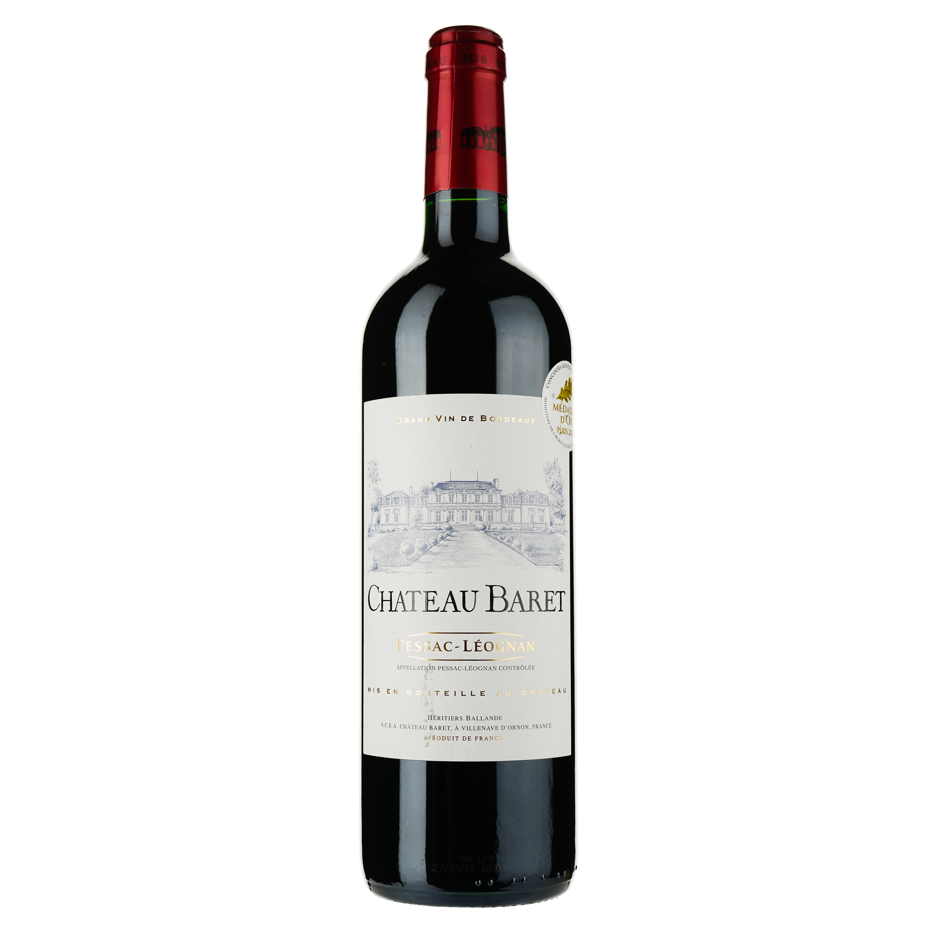 Вино Chateau Baret AOP Pessac-Leognan 2017 красное сухое 0.75 л - фото 1