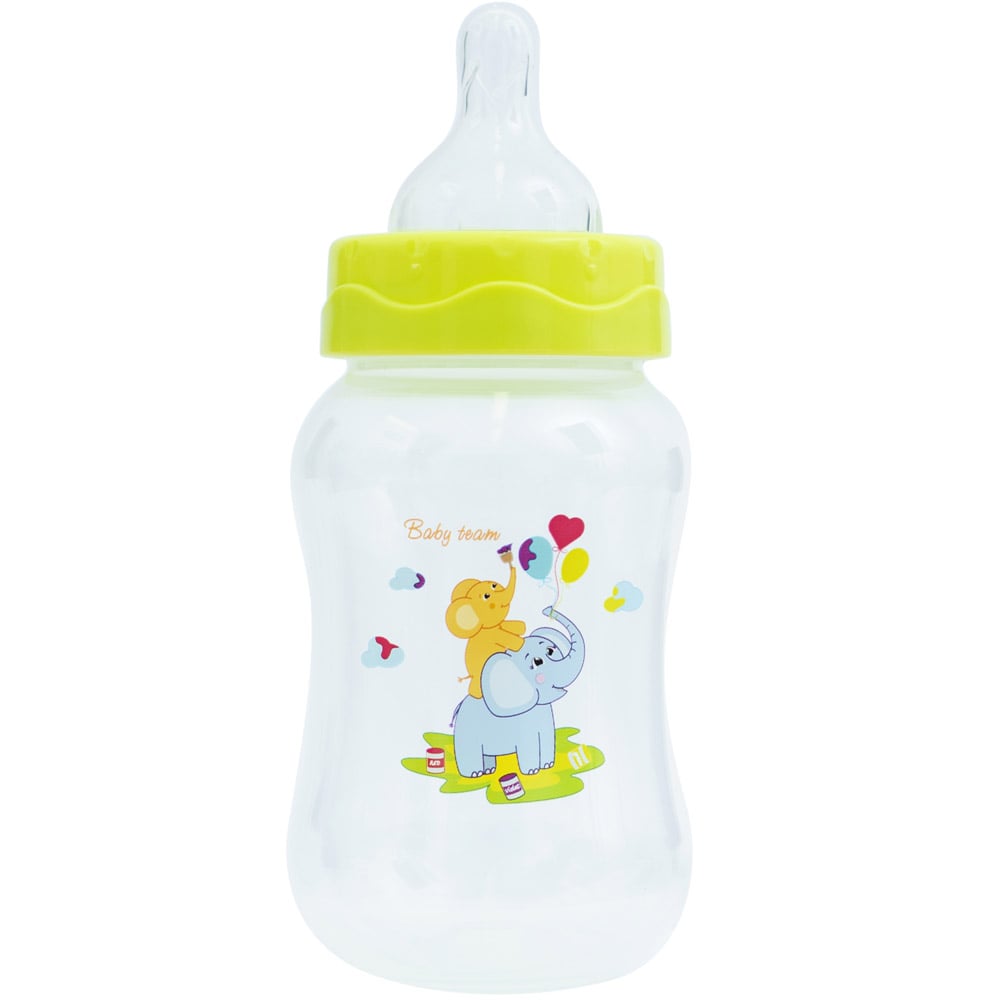 Пляшечка для годування Baby Team з широким горлечком, зелена, 250 мл (1002_зелений) - фото 1