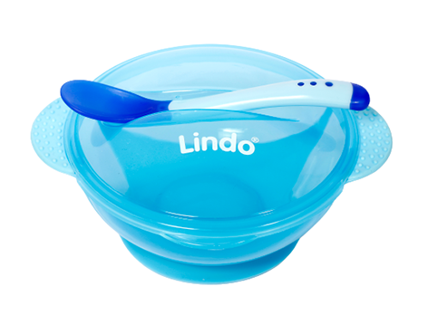 Тарелка на присоске Lindo, с термоложкой, 300 мл, синий (А 49 син) - фото 1