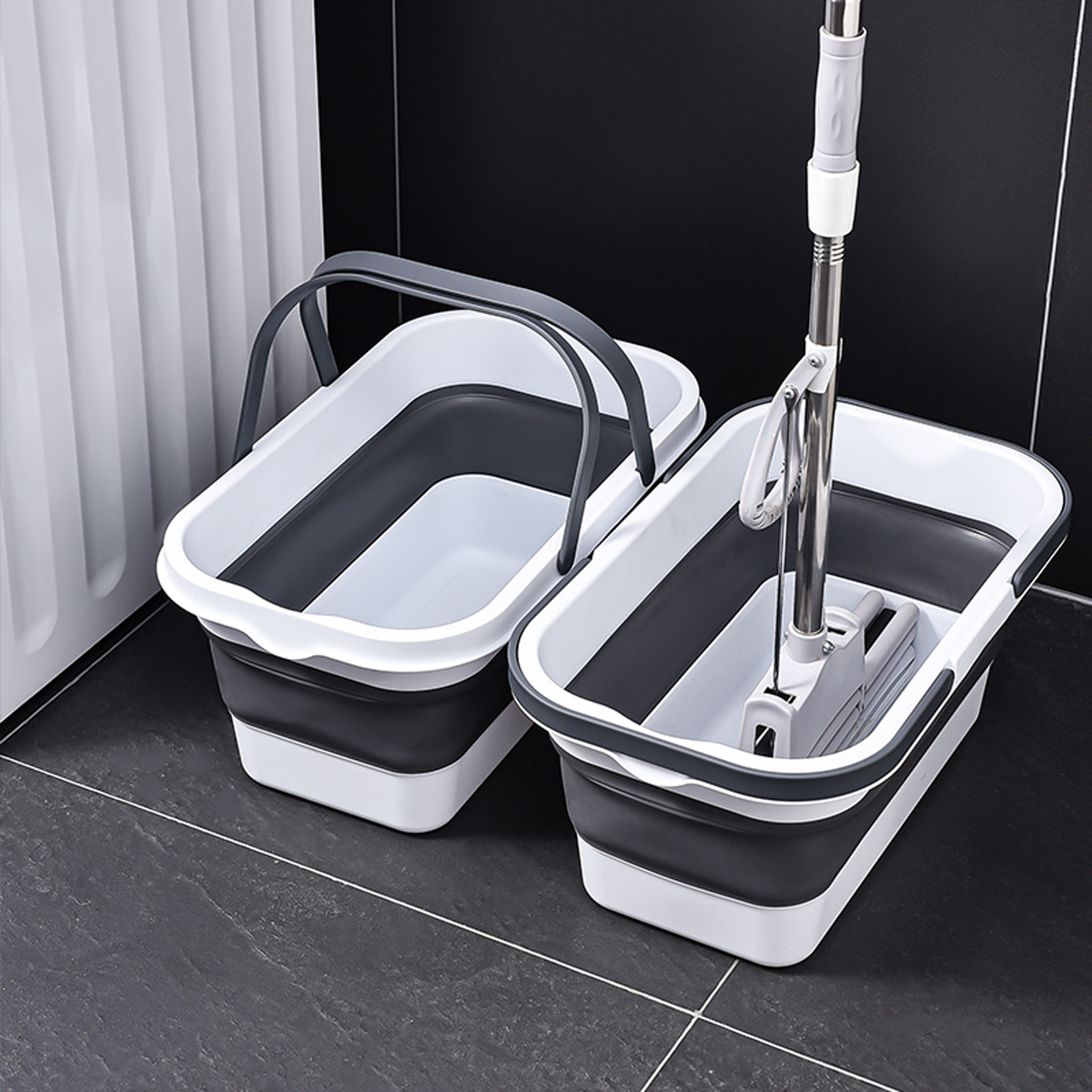 Відро складане MBM My Home Bin-19 біло-сіре 16 л (BIN-19 16L WHITE/GRAY) - фото 5