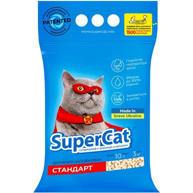 Фото - Котячий наповнювач Super Cat Наповнювач для котів SuperCat стандарт 3 кг бежевий  (3550)