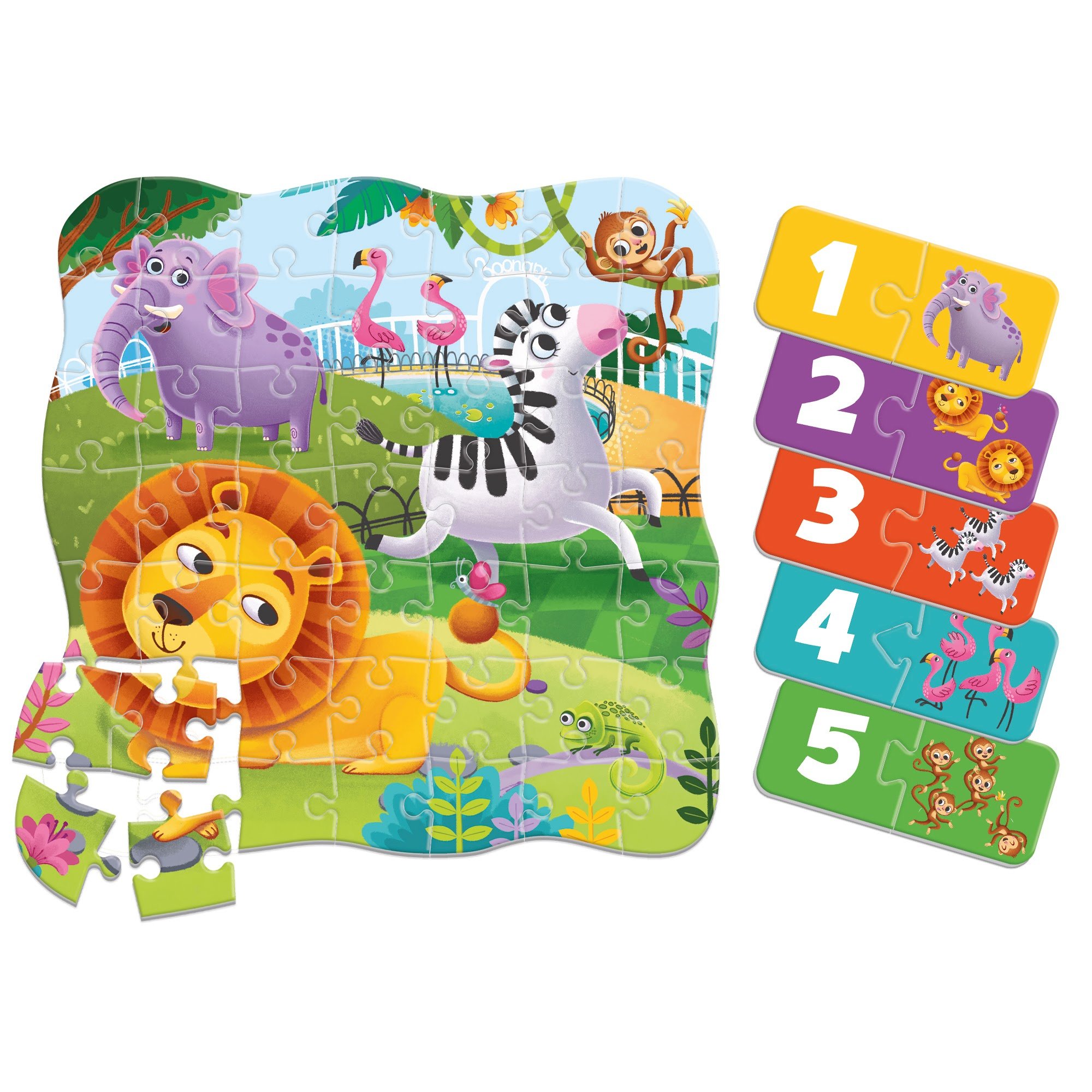Пазлы Vladi Toys 2 в 1 Зоопарк, с мини-игрой, 49 элементов (RK1140-06) - фото 3
