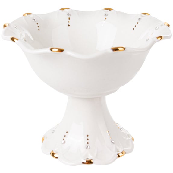 Фото - Прочая столовая посуда Lefard Фруктовниця на ніжці , 15,5 см, білий із золотим  (946-010)