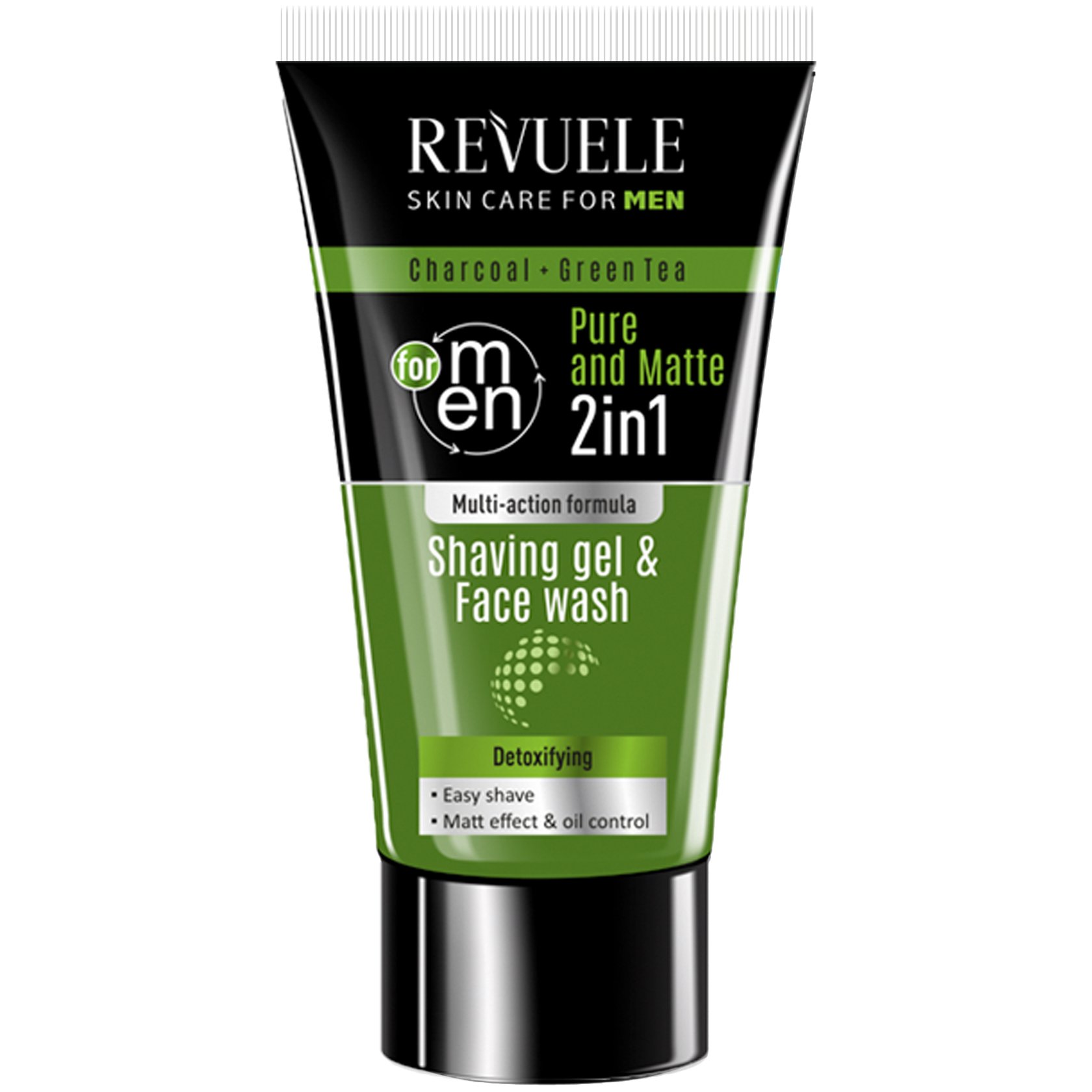 Гель для гоління та вмивання Revuele Men Care Charcoal And Green Tea Shaving Gel And Face Wash 2in1, 180 мл - фото 1