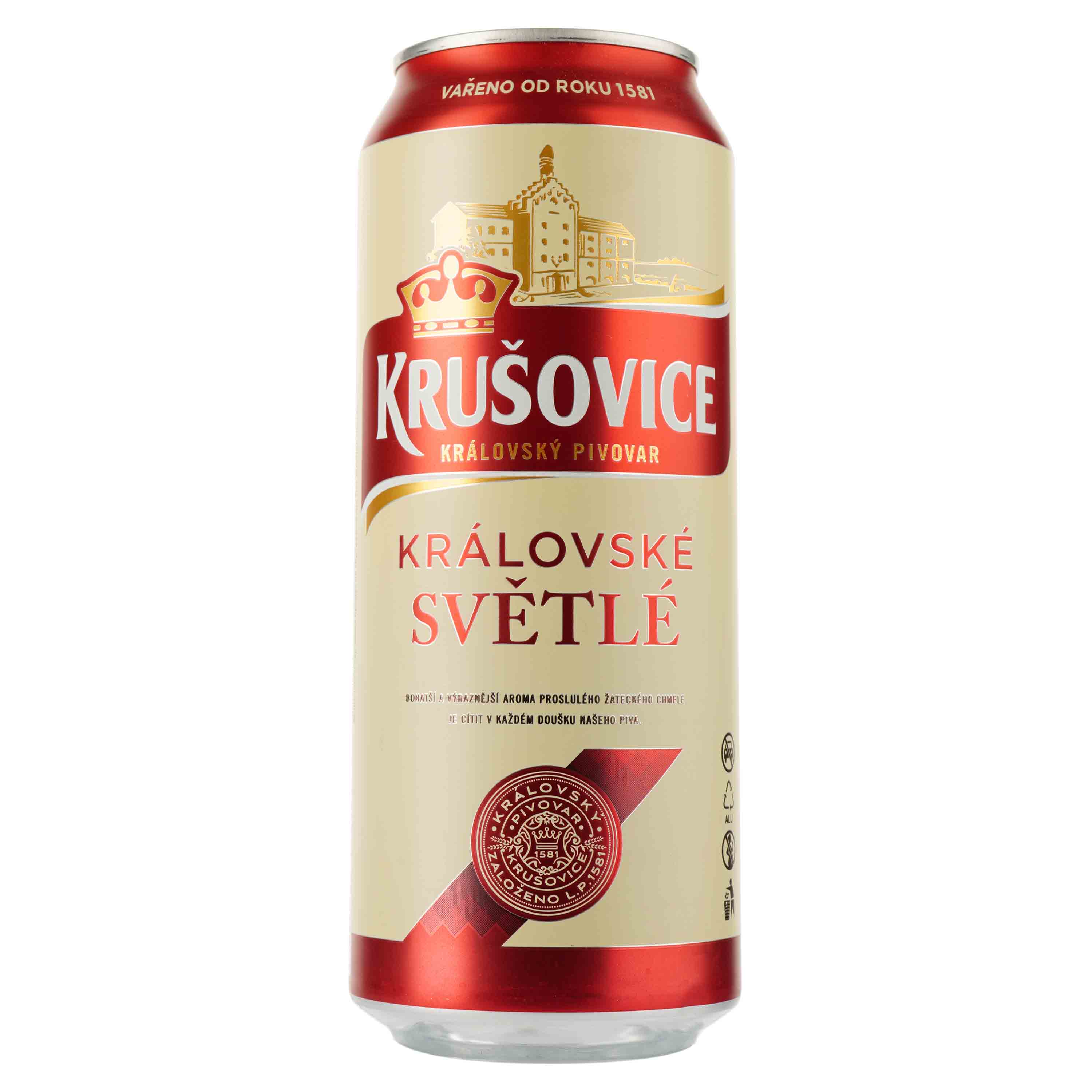 Пиво Krusovice Svetle, світле, 4,2%, з/б, 0,5 л (743430) - фото 1