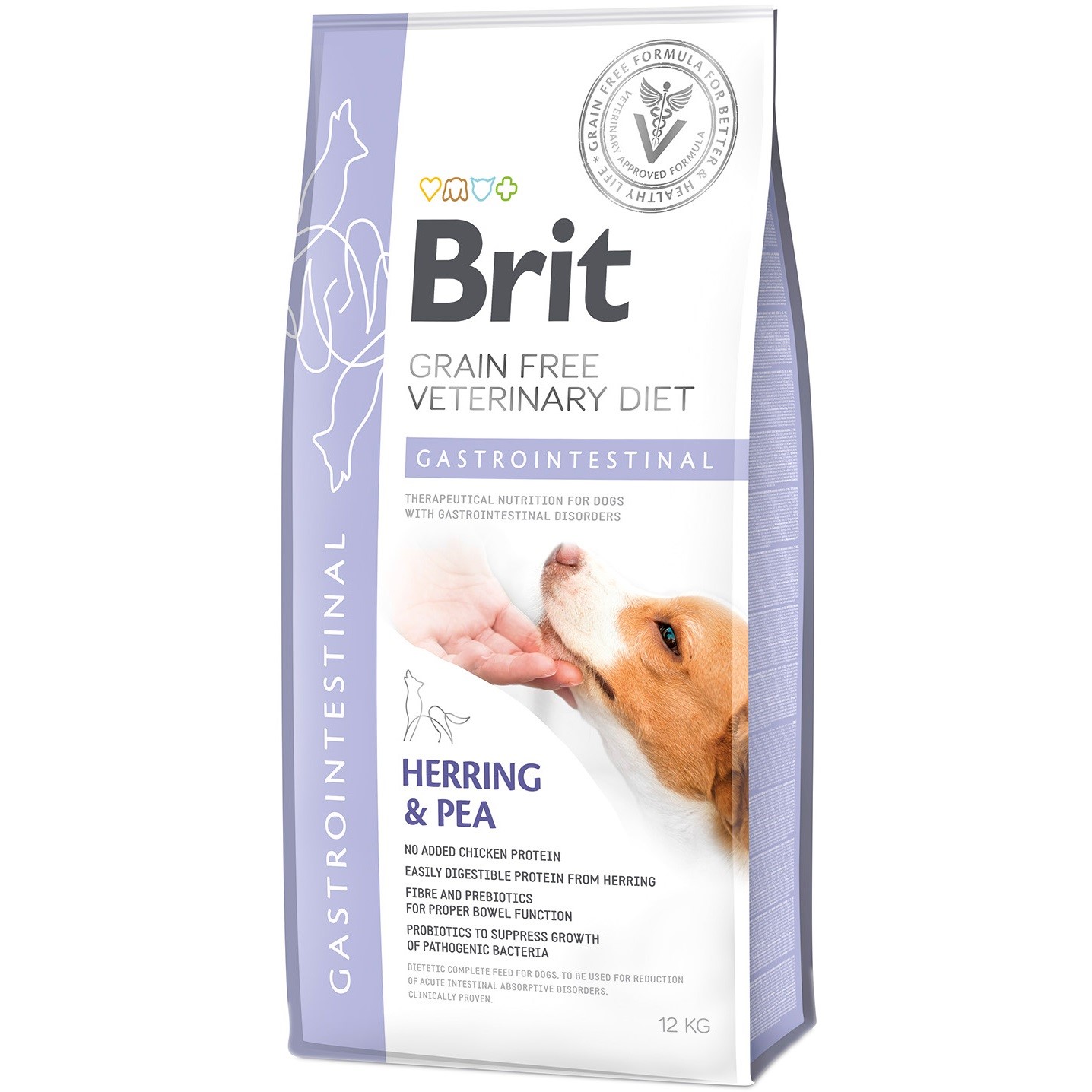 Сухой корм для всех возрастов собак Brit VetDiets Grain Free Gastrointestinal при нарушениях пищеварения с селедкой, лососем и горохом 12 кг - фото 1