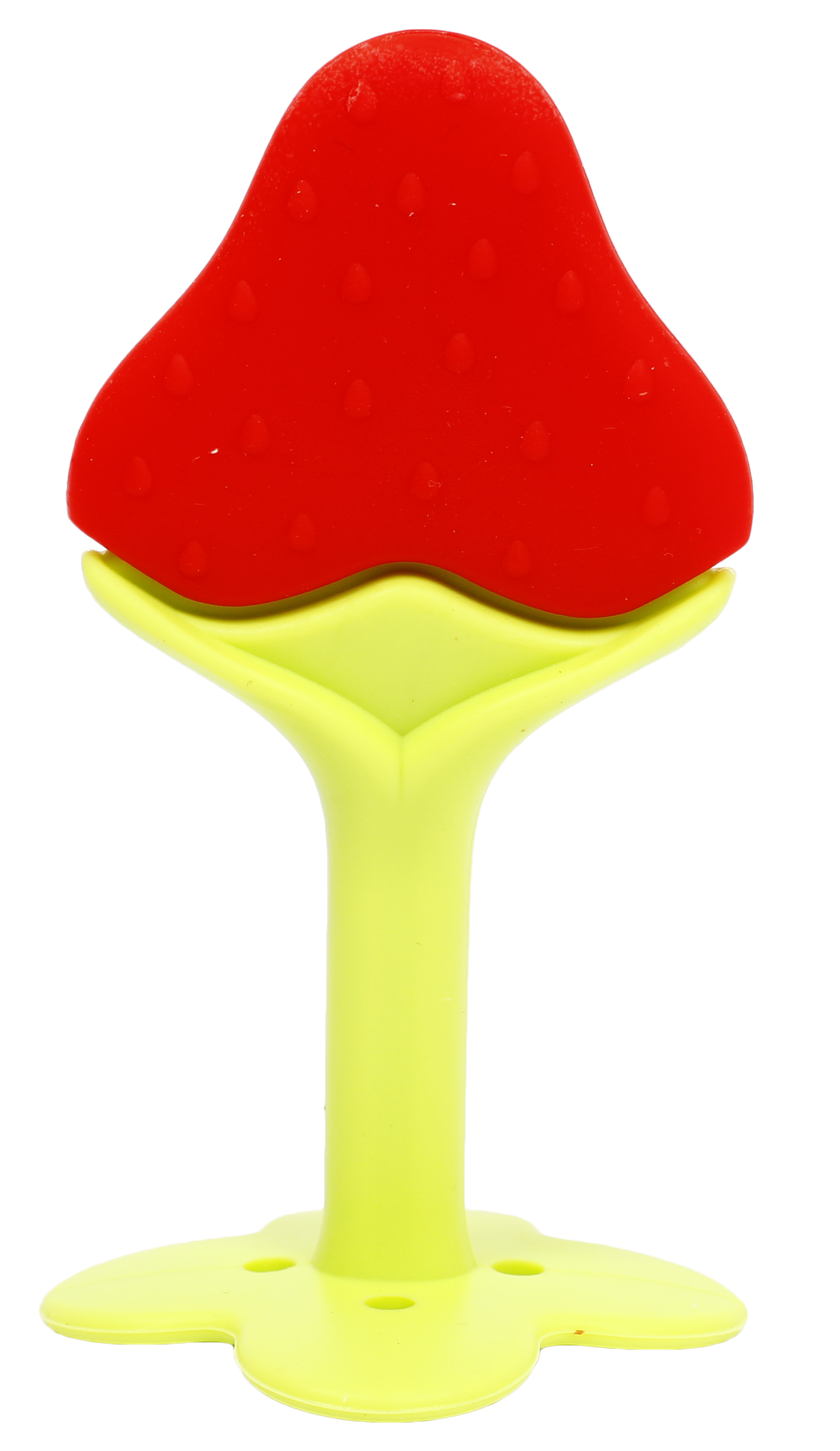 Прорезыватель для зубов Lindo Клубника, силиконовый, красный с салатовым (LI 320 клуб) - фото 1
