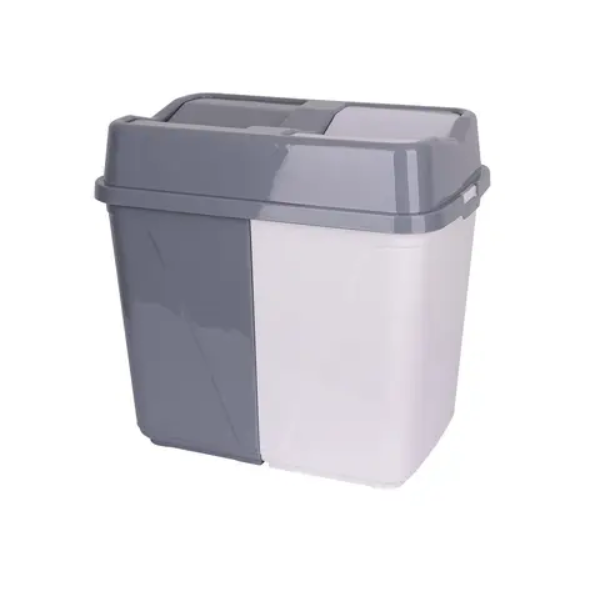 Корзина для мусора Violet House Gray-White, 20+20 л, белый с серым (0016 GRAY-WHITE кач/кр 20+20 л) - фото 1