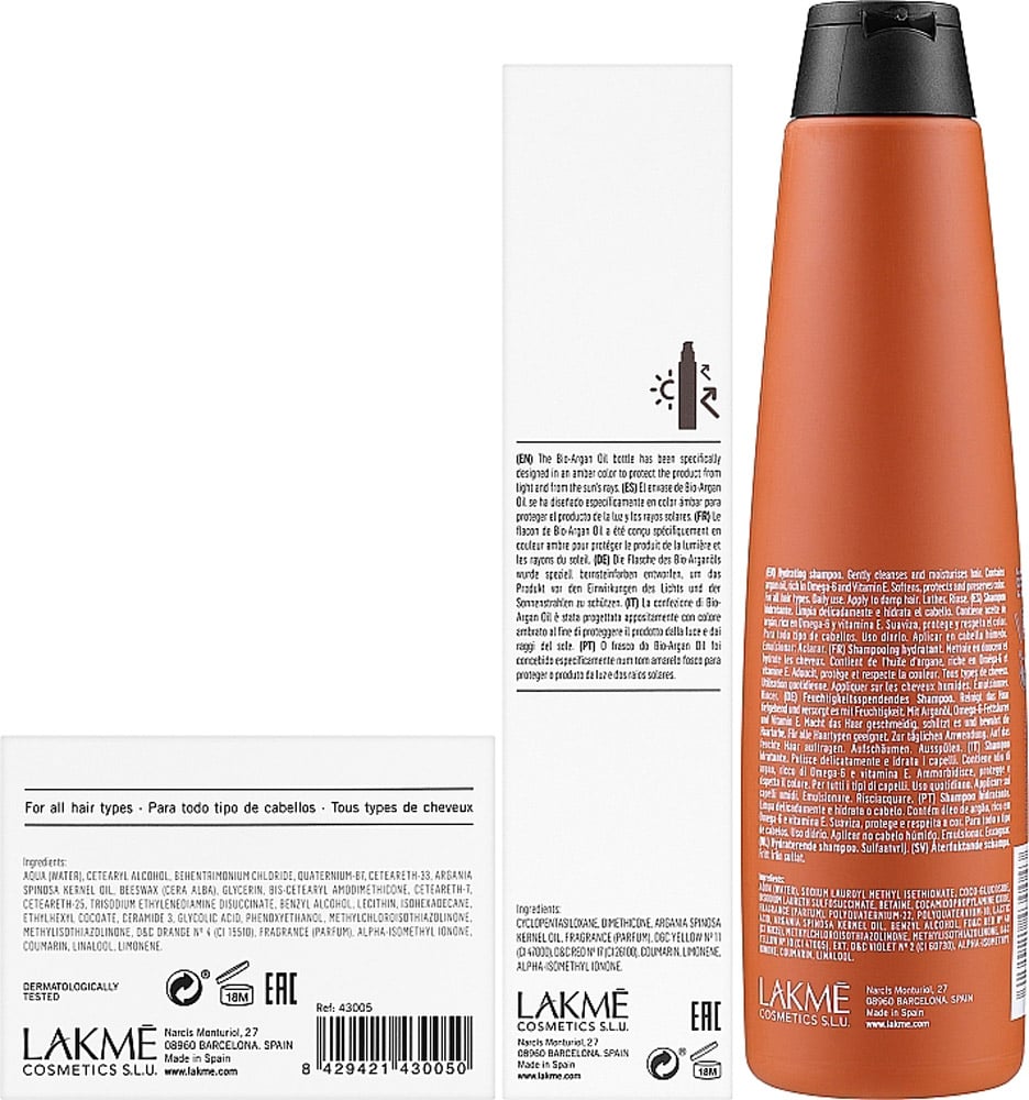 Набор по уходу за волосами Lakme K.Therapy Bio Argan Consumer Pac: Bio Argan Shampoo, 300 мл + Bio Argan Oil Mask, 250 мл + Bio Argan Oil, 125мл - фото 3
