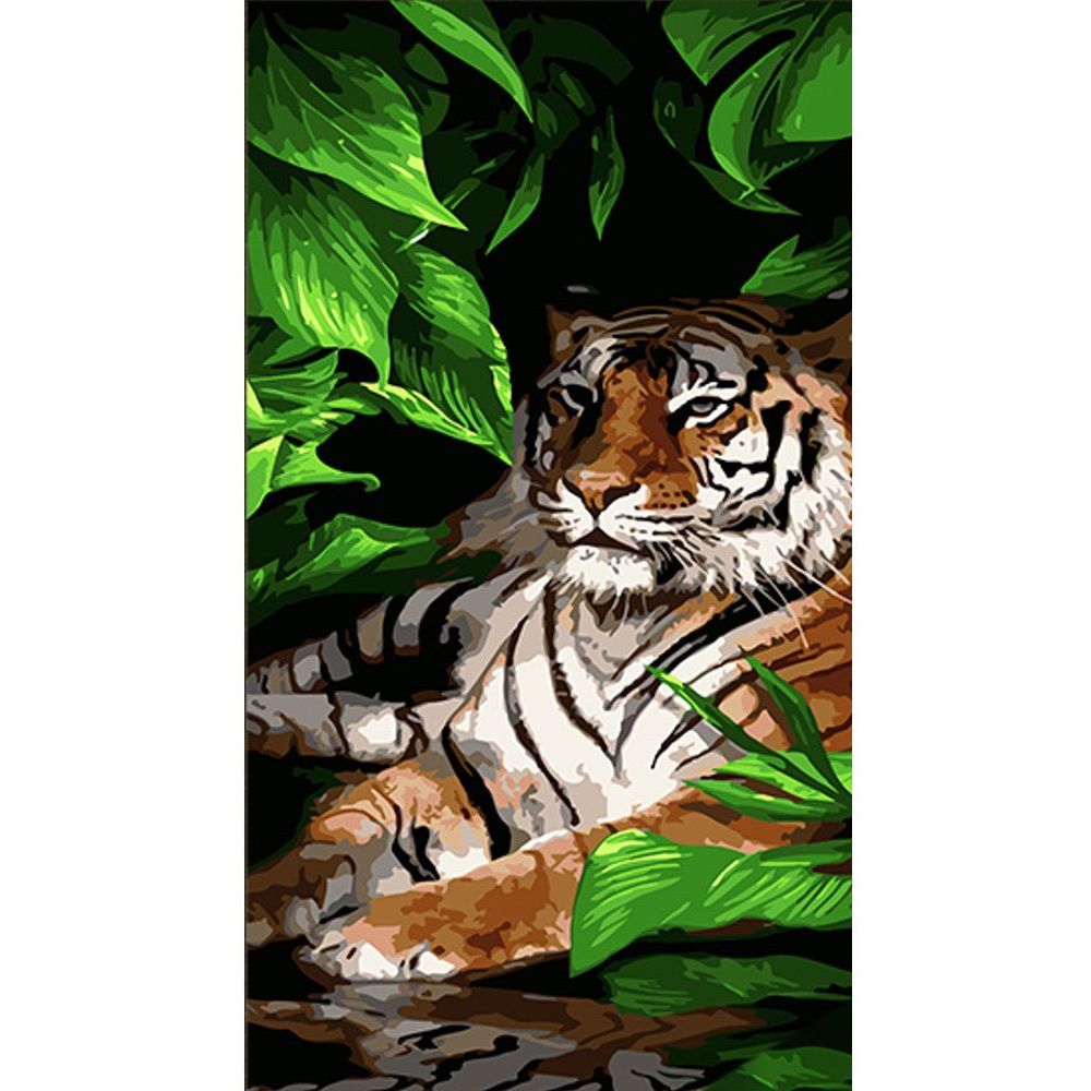 Набор для росписи по номерам Strateg Тигр в листьях 50х25 см (WW221) - фото 1