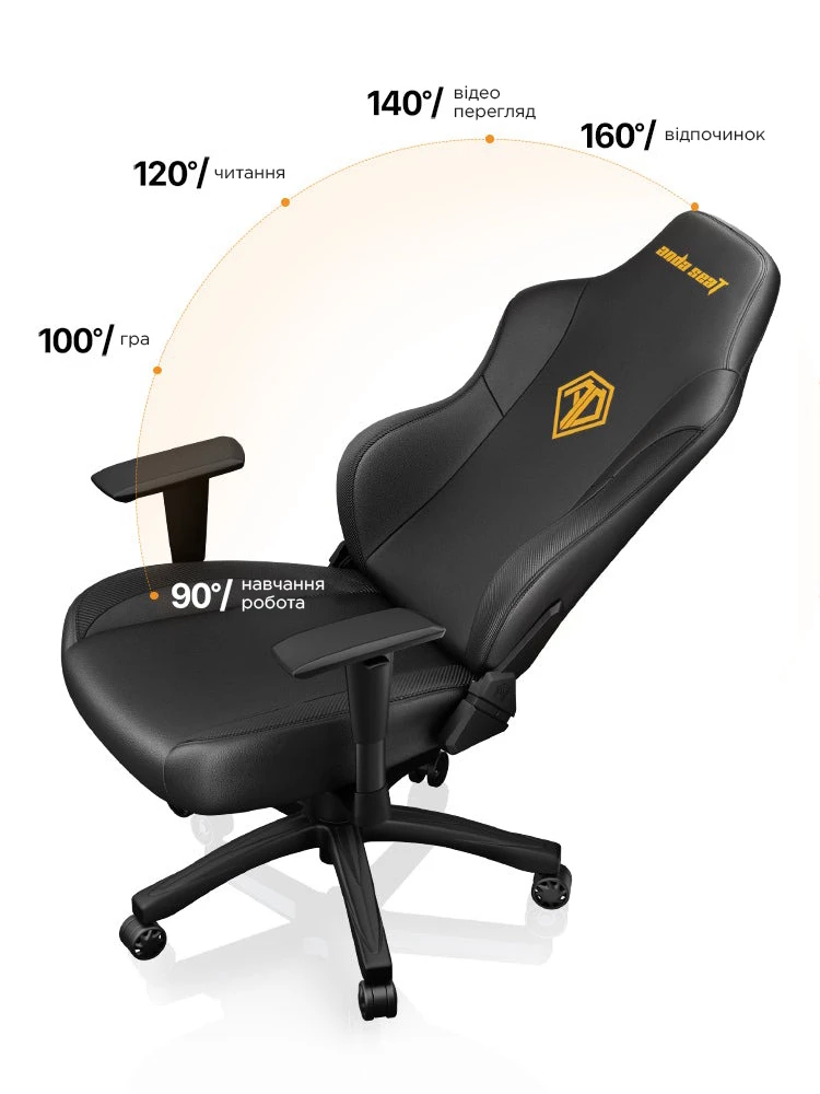 Крісло ігрове Anda Seat Phantom 3 Size L Black & Gold (AD18Y-06-B-PV/C) - фото 15