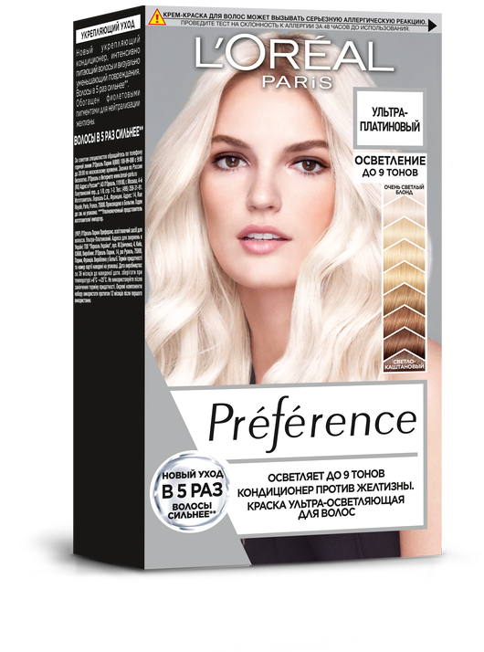 Фарба для освітлення волосся L’Oréal Paris Preference, відтінок Ультра-платиновий, 154 мл (AA260900) - фото 1