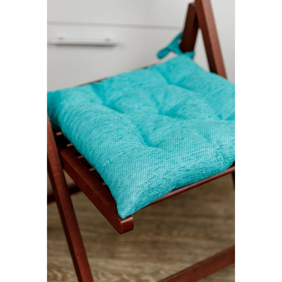 Подушка для стула Прованс Chenilla бирюзовая 40x40 см (34857) - фото 3