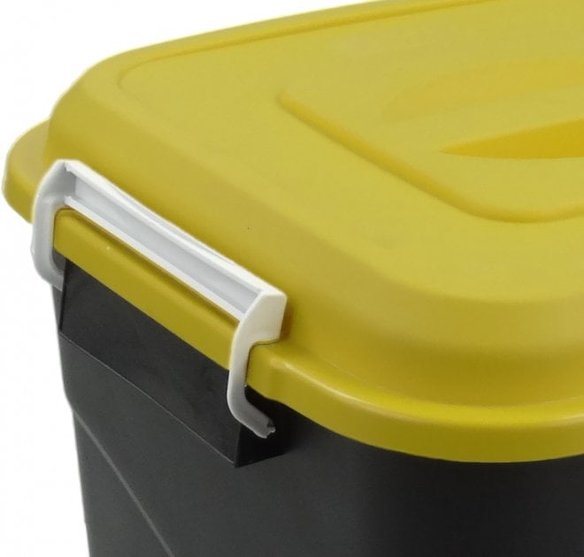 Бак для сміття Tayg Eco, 75 л, з кришкою та ручками, чорний з жовтим (411014) - фото 2