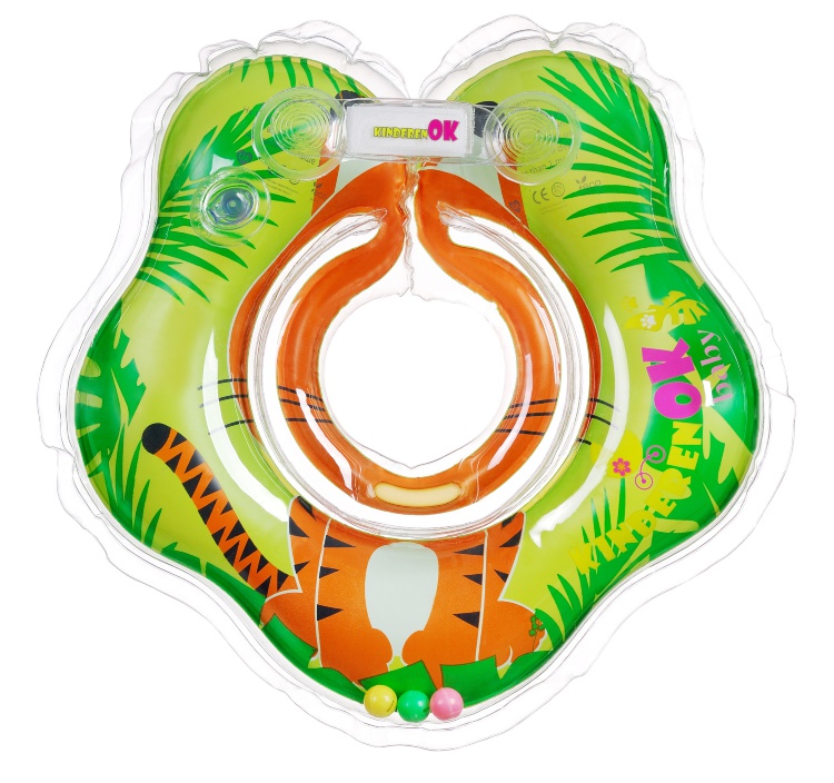 Круг для купания KinderenOK Тигренок, с погремушкой, салатовый (204238_027) - фото 1