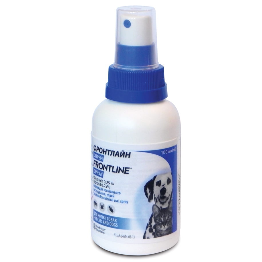 Спрей Boehringer Ingelheim Frontline Spray от блох и клещей для собак и кошек с 2 дневного возраста, 100 мл (25465) - фото 1