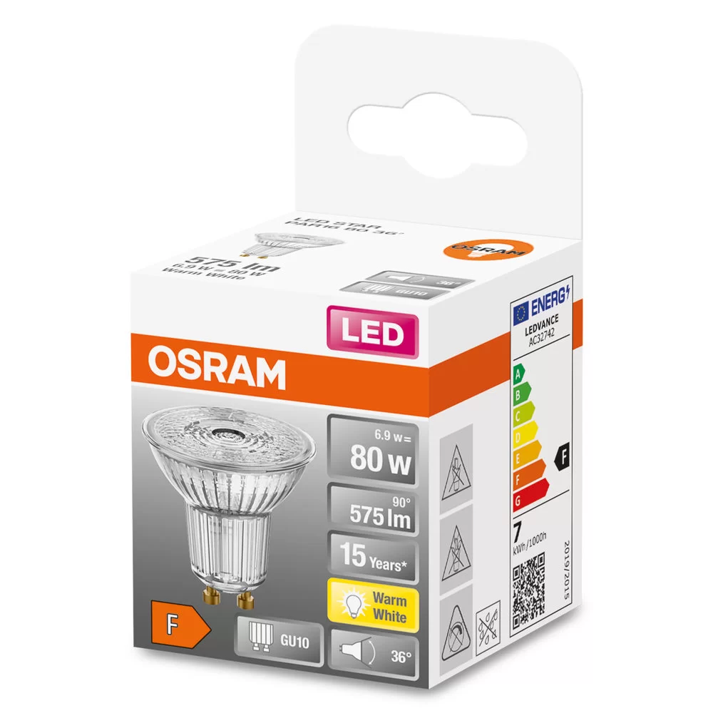 Светодиодная лампа Osram LED PAR16 GU10 6.9W 2700К (4058075112605) - фото 2