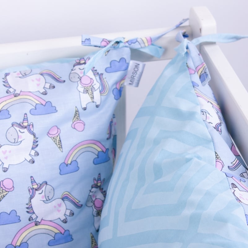 Захисна подушка-борт MirSon Kids Time 18-0006 Rainbow Unicorn, синя, 4 шт. - фото 5
