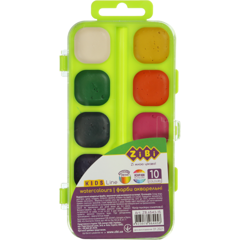 Акварельні фарби ZiBi Kids Line, 10 кольорів, салатовий (ZB.6543-15) - фото 1
