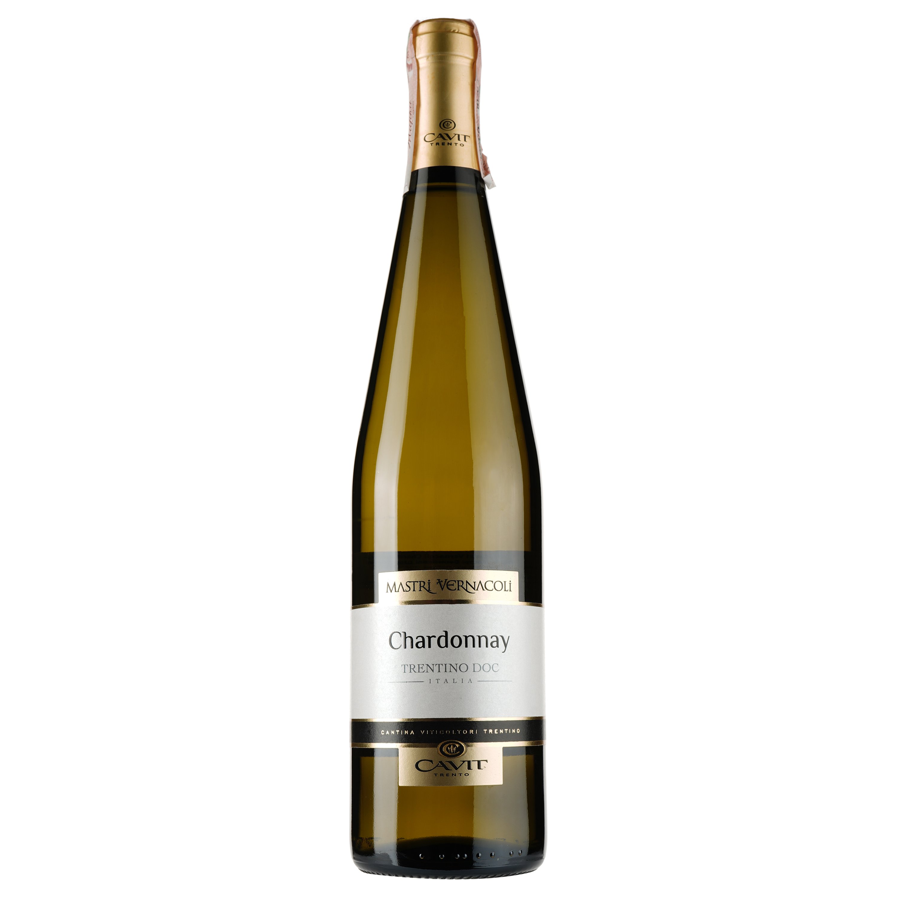 Вино Cavit Mastri Vernacoli Chardonnay, біле, сухе, 12,5%, 0,75 л - фото 1