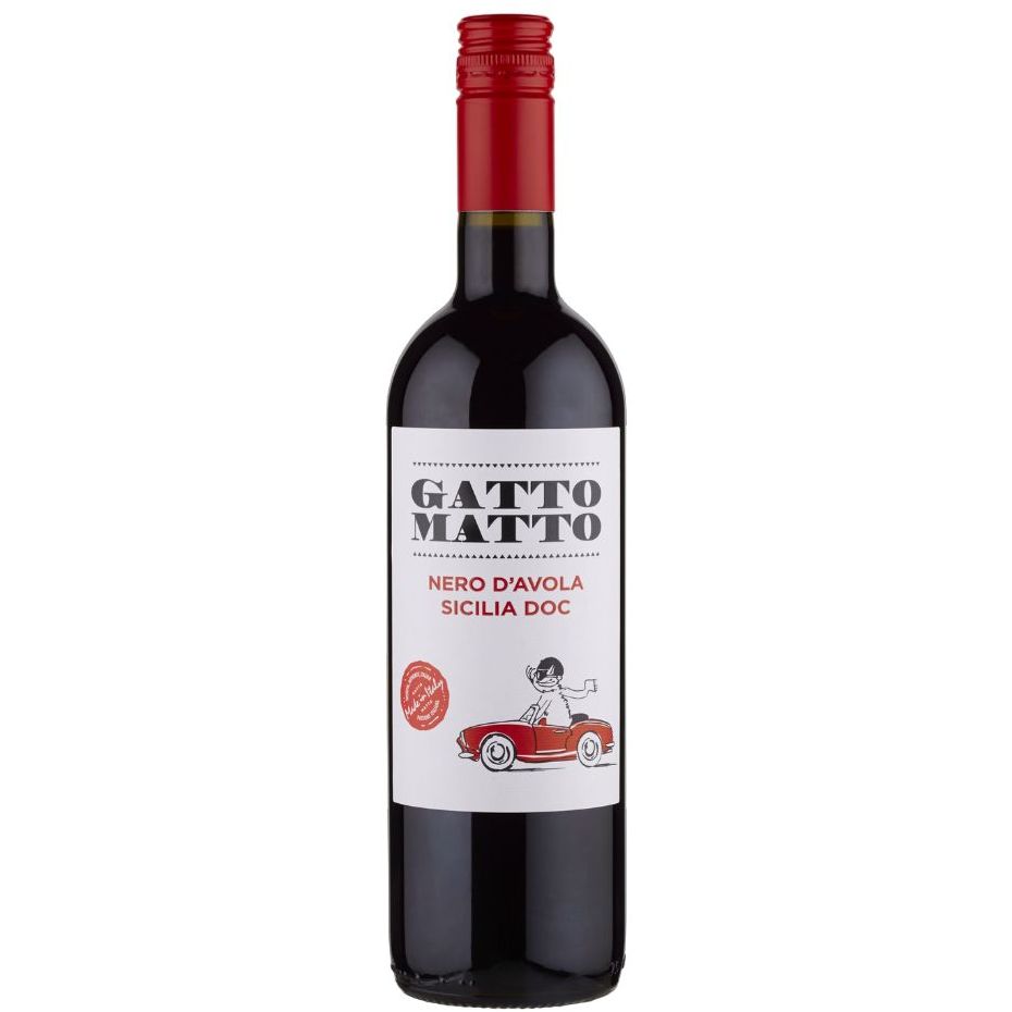 Вино Gatto Matto Nero d'Avola Sicilia, красное, сухое, 0,75 л - фото 1