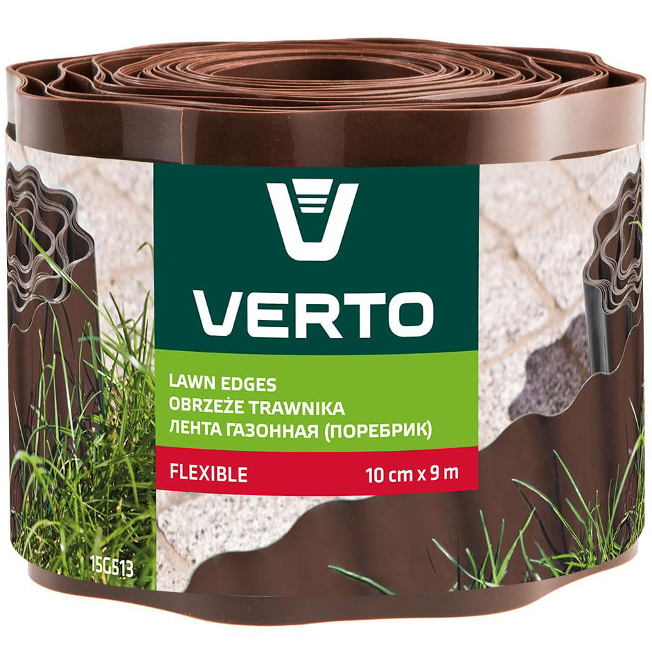 Лента газонная Verto, бордюрная, волнистая, 10 см x 9 м, коричневая (15G513) - фото 1