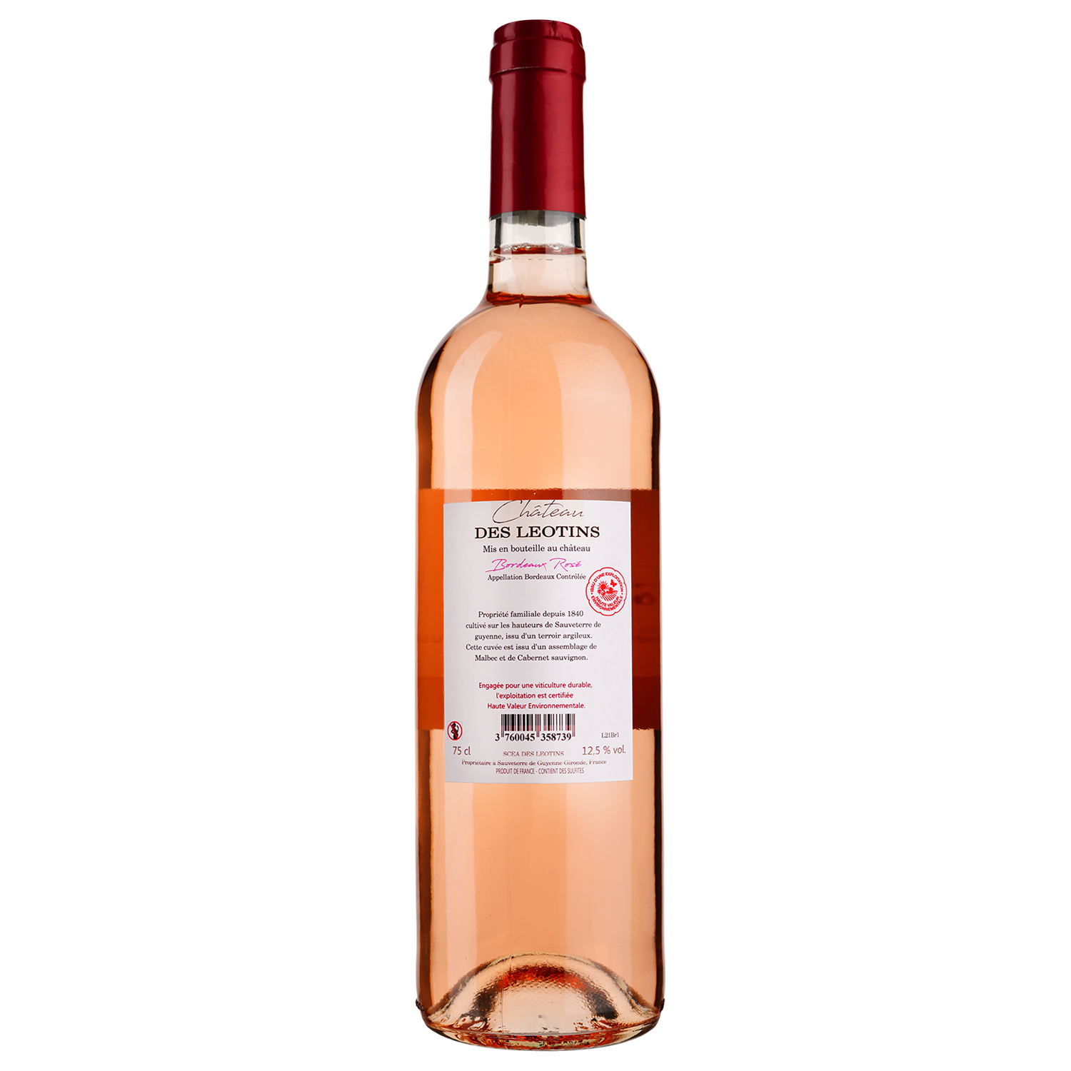 Вино Chateau des Leotins Bordeaux Rose, розовое, сухое, 0,75 л - фото 2
