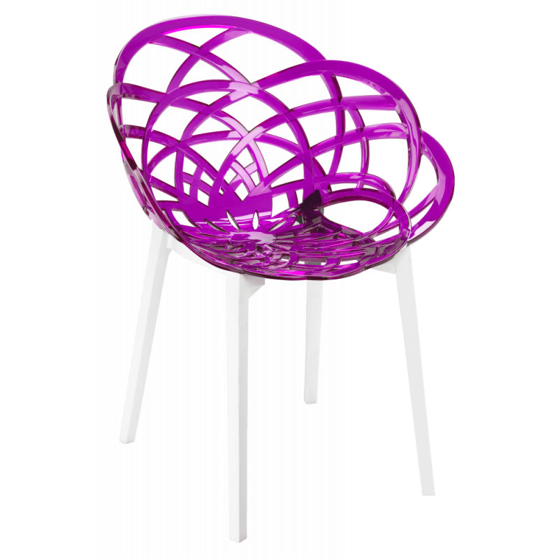 Крісло Papatya Flora, прозоро-пурпурне сидіння, низ білий (285933) - фото 1