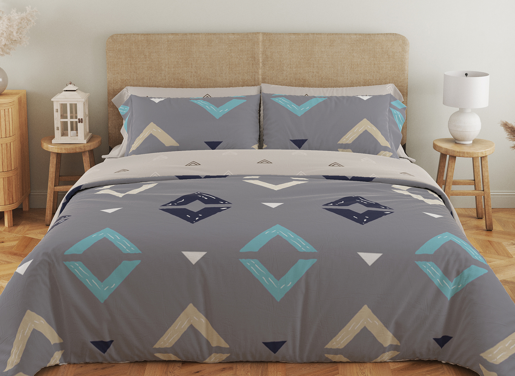 Комплект постельного белья ТЕП Soft dreams Rhombus двуспальный серый с бежевым (2-03858_25502) - фото 1