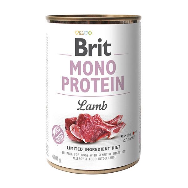 Монопротеиновый влажный корм для собак с чувствительным пищеварением Brit Mono Protein Lamb, с ягненком, 400 г - фото 1