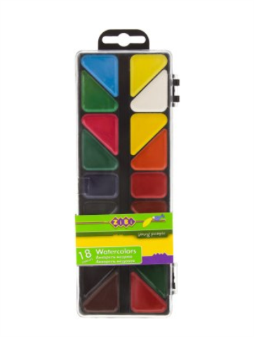 Акварельні фарби ZiBi Kids Line, 18 кольорів, чорний (ZB.6523-01) - фото 1