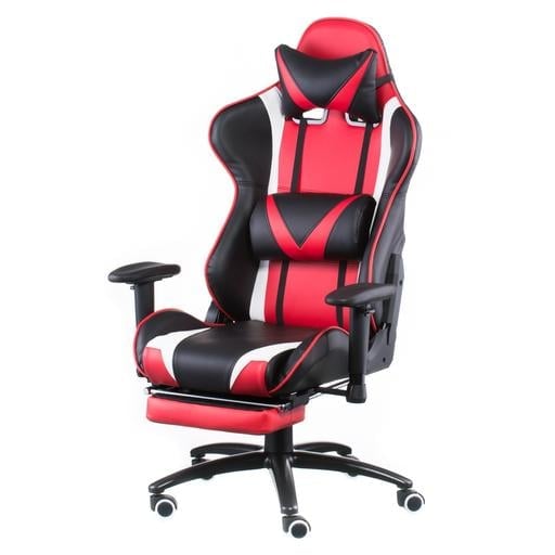 Геймерське крісло Special4you ExtremeRace з підставкою для ніг чорне з червоним (E4947) - фото 1