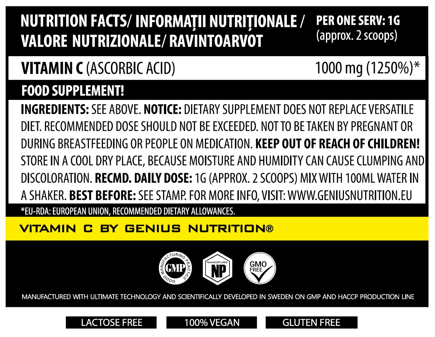 Витамин Genius Nutrition Vitamin C Powder 200 г - фото 2