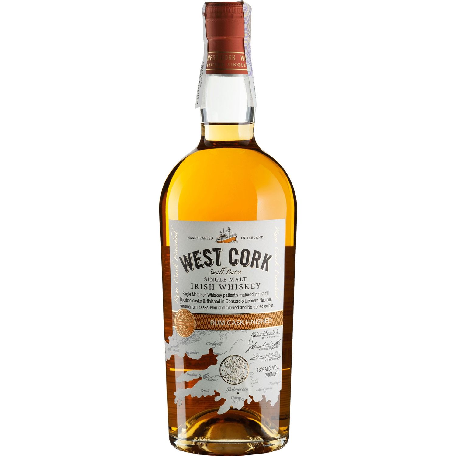 Віскі West Cork Rum Cask Finished Single Malt Irish Whiskey 43% 0.7 л - фото 1