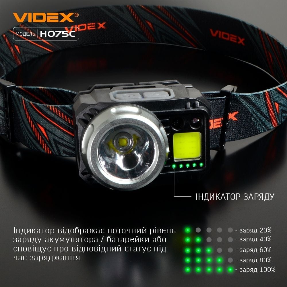 Налобний світлодіодний ліхтарик Videx VLF-H075C 550 Lm 5000 K (VLF-H075C) - фото 10