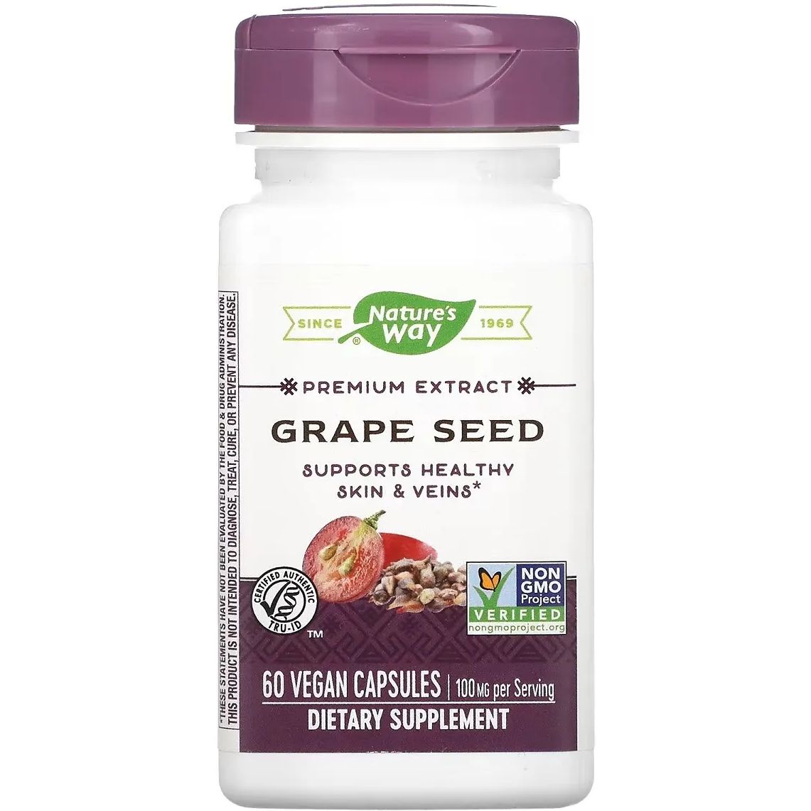 Екстракт виноградних кісточок Nature's Way Premium Extract Grape Seed 100 мг 60 вегетаріанських капсул - фото 1