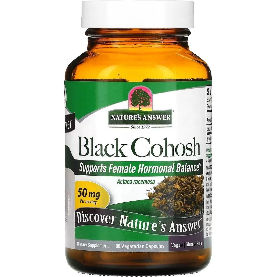 Клопогон Nature's Answer Black Cohosh Full Spectrum Herb 50 мг 90 вегетарианских капсул - фото 1