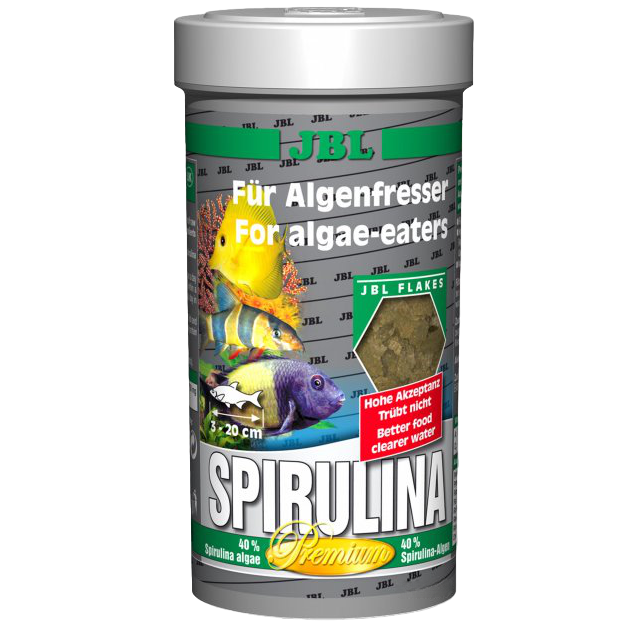 Премиум корм для растительноядных пресноводных и морских рыб JBL Spirulina, 1 л - фото 1