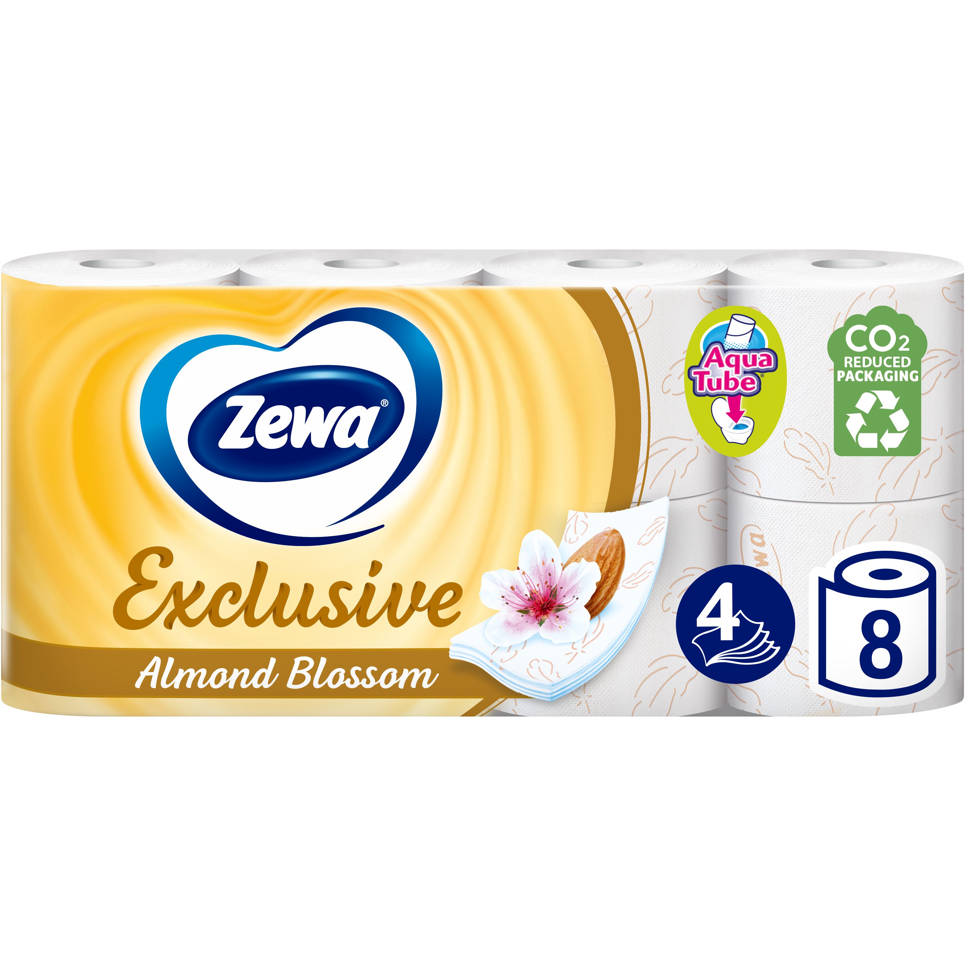 Туалетная бумага Zewa Exclusive Almond Blossom четырехслойная 8 рулонов - фото 1