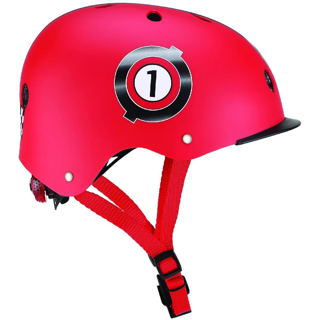 Шлем защитный Globber Гонки с фонариком 48-53 см красный (507-102) - фото 1
