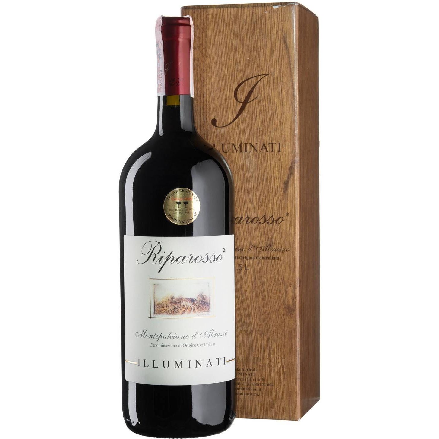 Вино Illuminati Dino Riparosso красное, сухое, 1,5 л в подарочной упаковке - фото 1