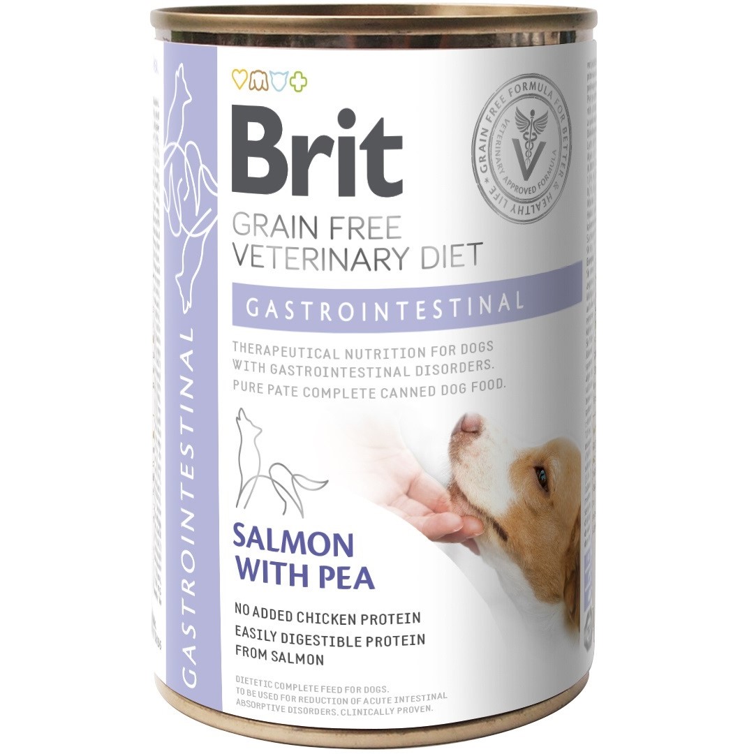Корм консервований для собак Brit Grain Free Veterinary Diet Gastrointestinal для шлунково-кишкового тракту лосось та горох 400 г - фото 1