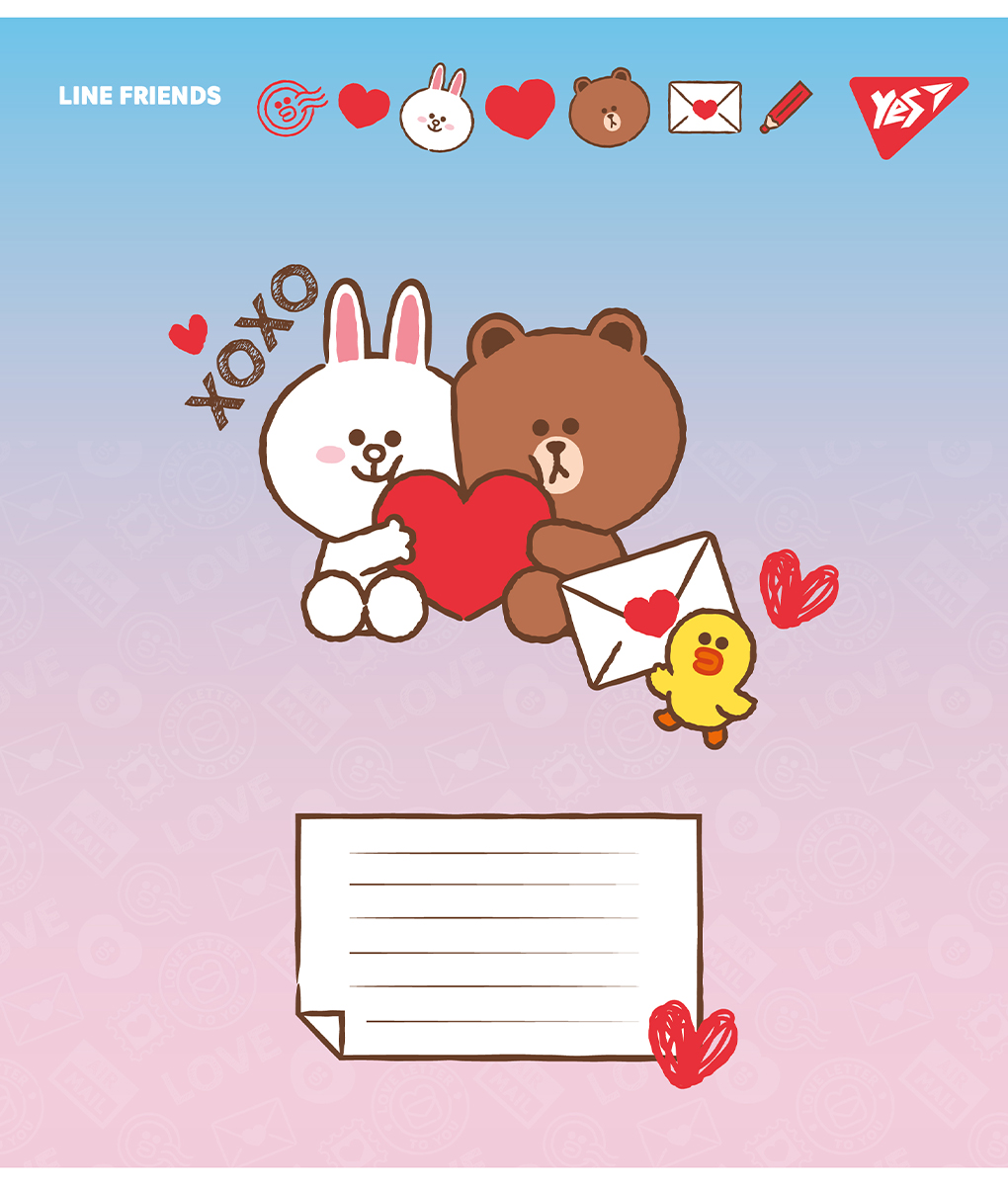 Набір зошитів Yes Line Friends. Love letter А5 в лінійку 12 аркушів 25 шт. (766948) - фото 6