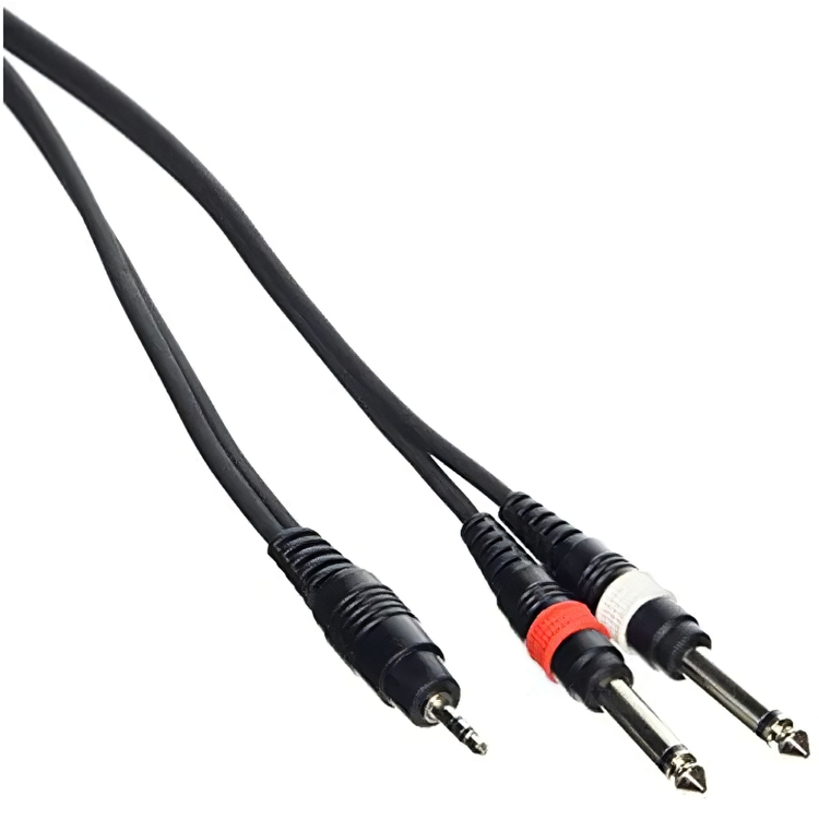 Готовый аудио кабель BiG Jack 3.5 stereo - 2xJack 6.3 mono YC005 10м - фото 1