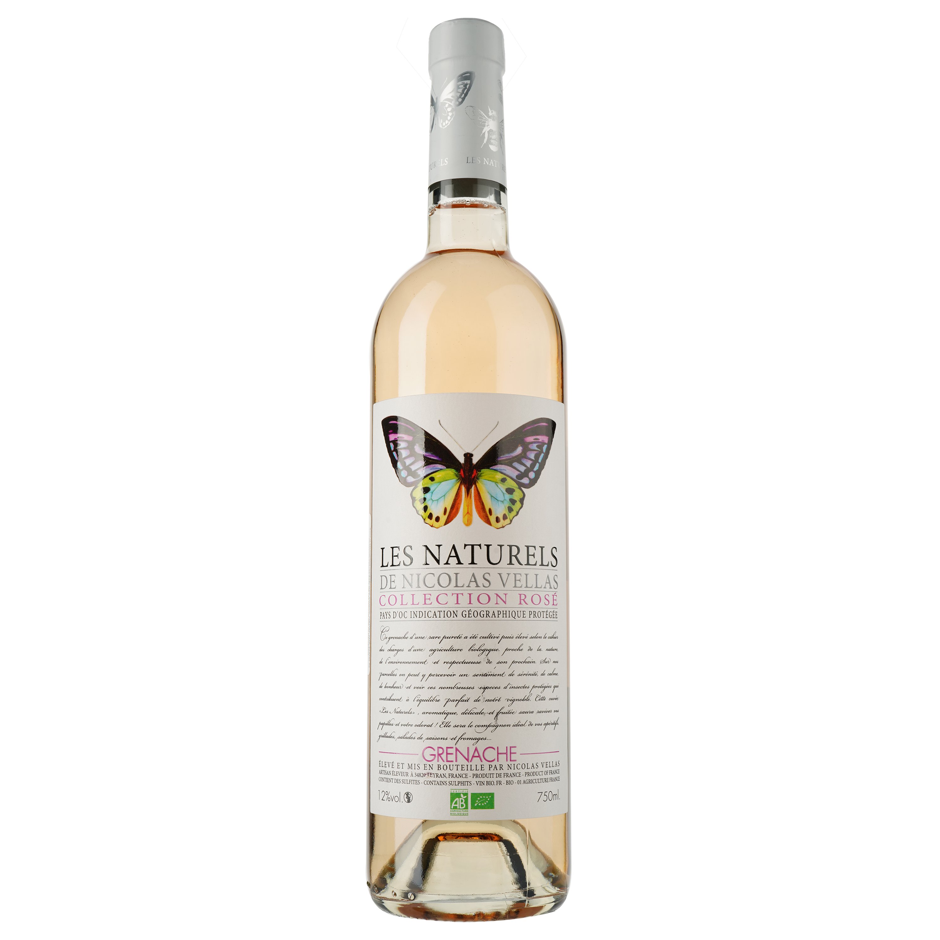 Вино Les Naturels De Nicolas Vellas Grenache Rose Bio IGP Pays D'Oc, розовое, сухое, 0,75 л - фото 1