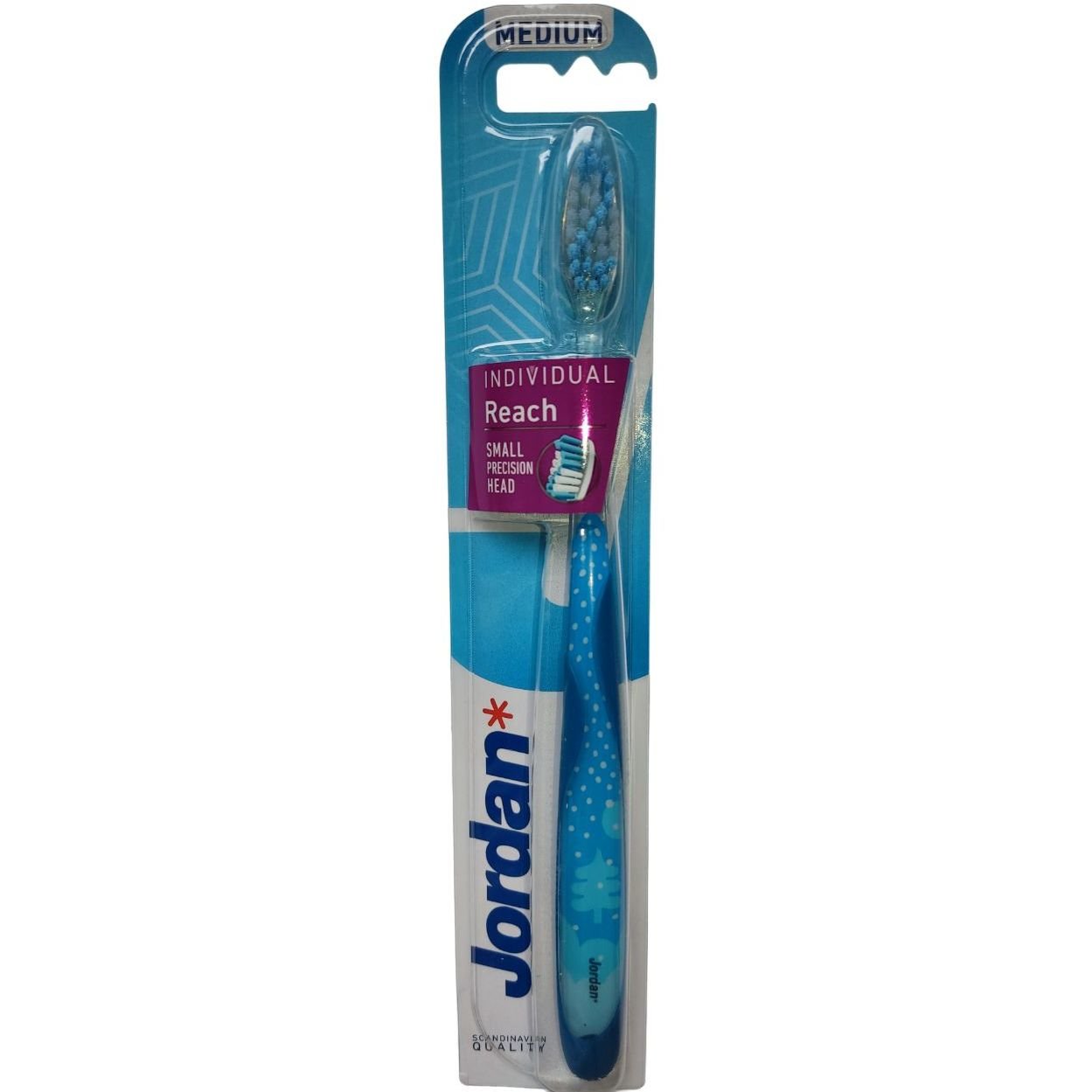Дизайнерська зубна щітка Jordan Individual Reach середньої жорсткості синьо-блакитна в крапочку - фото 1