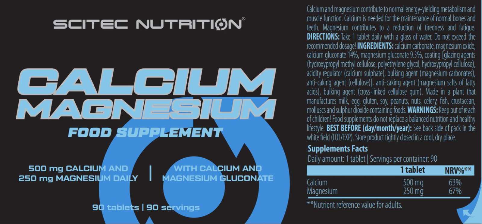 Минеральный комплекс Scitec Nutrition Calcium Magnesium 90 таблеток - фото 2