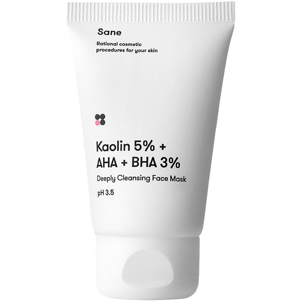 Маска для лица Sane Kaolin 5% + AHA + BHA 3%, для проблемной кожи, 40 мл - фото 1