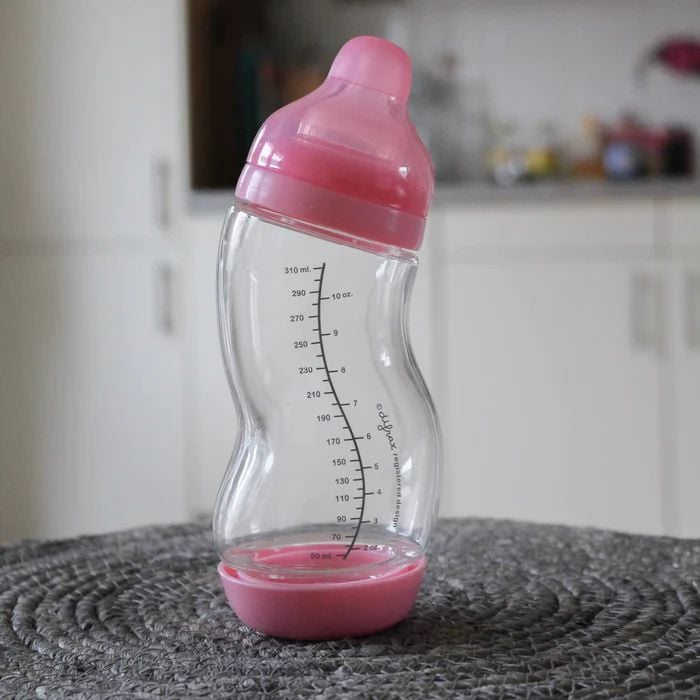 Стеклянная антиколиковая бутылочка Difrax S-bottle Wide Pink с силиконовой соской 310 мл (737FE Pink) - фото 6